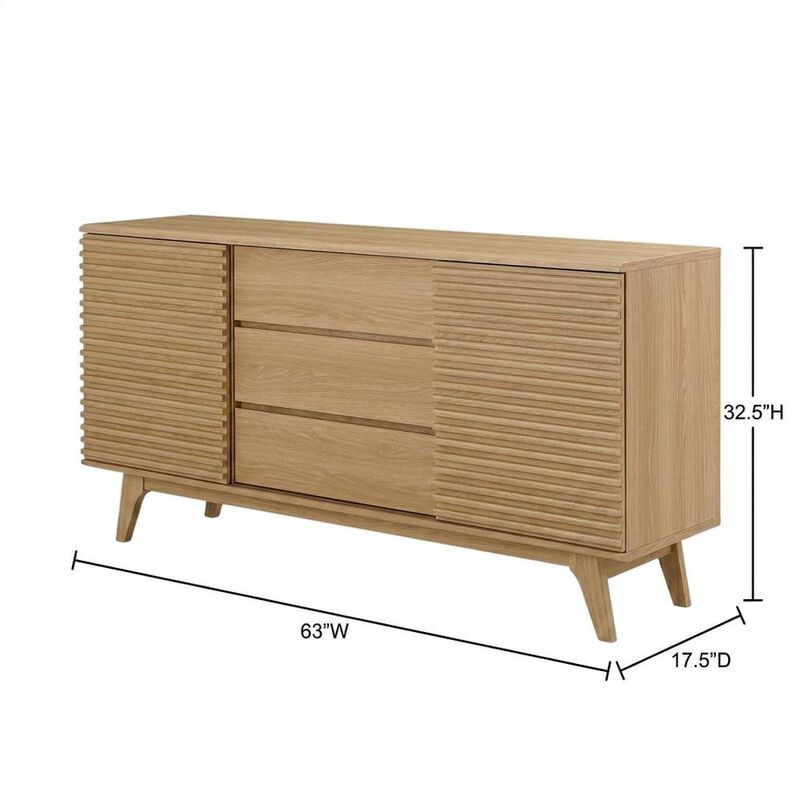 Wooden Sideboard Buffet Cabinet with Storage for Dining Room, Oak image number 1