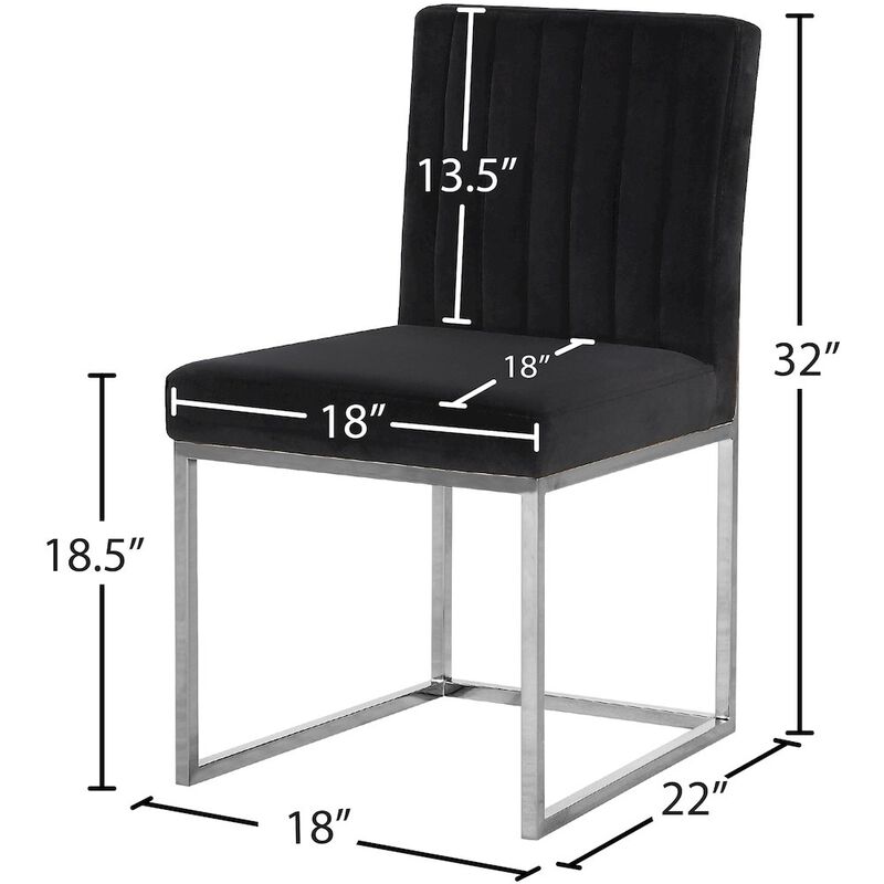 Meridian Furniture Giselle Black Velvet Dining Chair, Set of 2