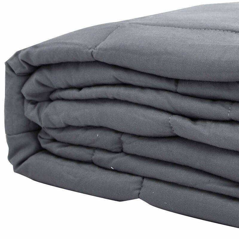 HomeRoots 48" X 72" Light Gray Cotton Quilted Plush 15 Pound Weighted Blanket image number 2