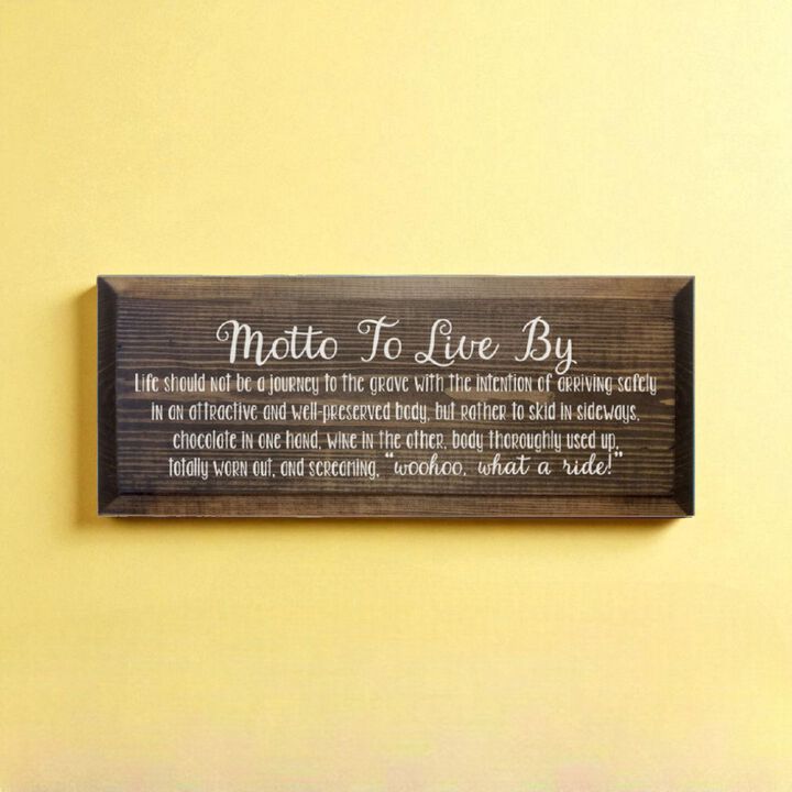 Rustic Wooden Sign Motto to Live By Chocolate and Wine Kitchen Decor