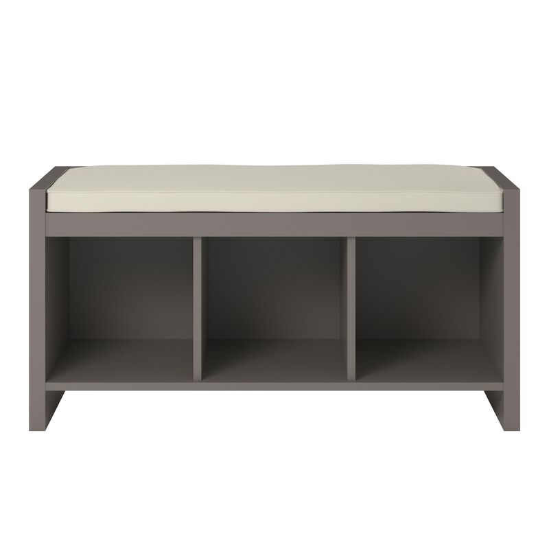 Ameriwood Home Penelope Entryway Storage Bench with Cushion, Taupe