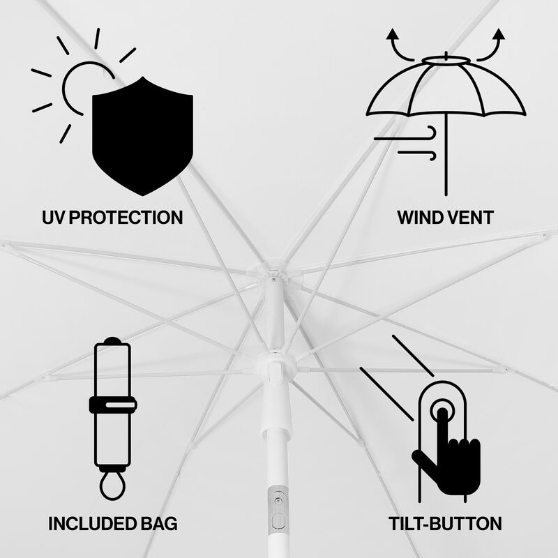 Mariner 6.5 ft. Classic Cottage Fringe Tassel Market Beach Umbrella with Push Button Tilt, Wind Vent and UV Protection, and Carry Bag image number 2