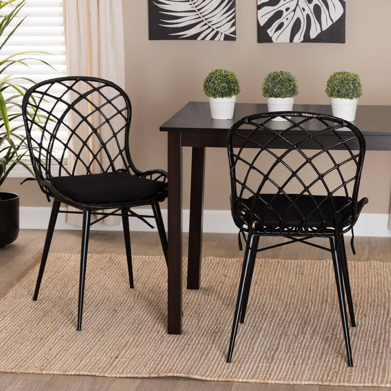 Bali & Pari Sabelle Modern Greywashed 2-Piece Dining Chair Set