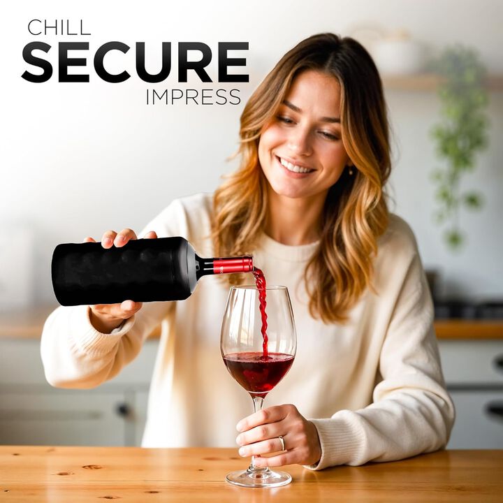 UMIEN | Premium Double Walled Wine Bottle Chiller | 750 mL Vacuum Insulated Wine Cooler