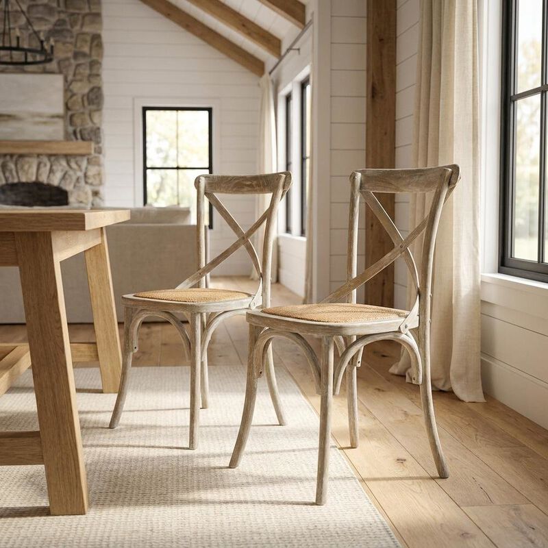 Wooden Dining Side Chairs for Kitchen and Dining Room, Natural, Set of 2 image number 6