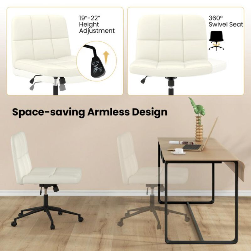 Hivvago Height-adjustable Armless Desk Chair with Wheels for Home Office Make Up