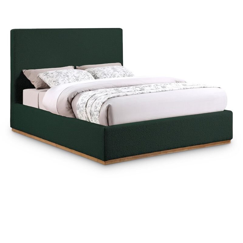 Meridian Furniture Monaco Green Boucle Fabric Full Bed