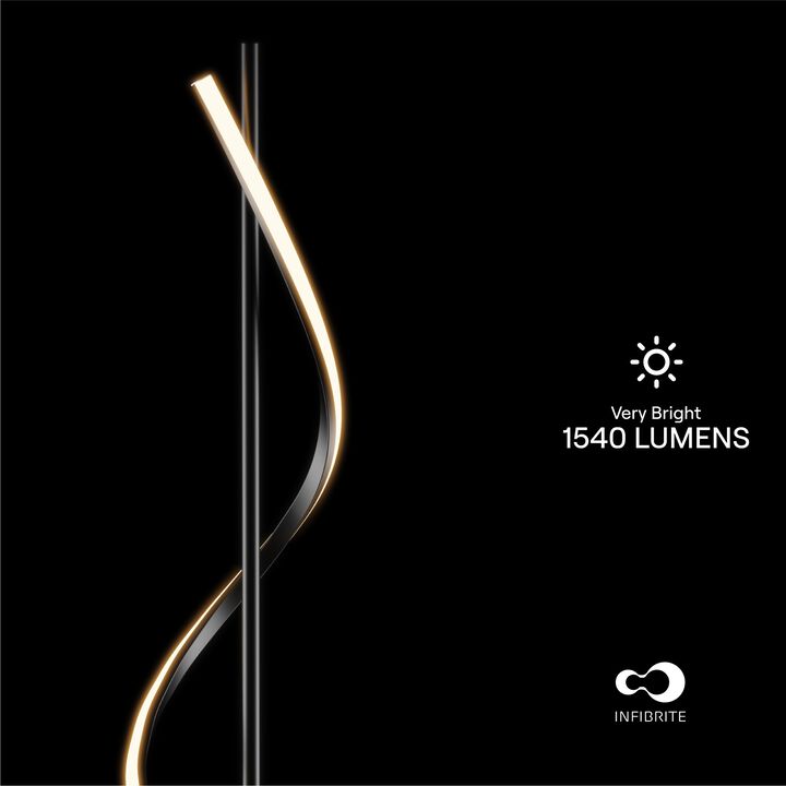 Sculptural Curve 24W LED Floor Lamp 51 in. - 3000K Warm White - Stepless Dimming in Matte Black