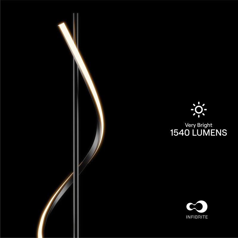 Sculptural Curve 24W LED Floor Lamp 51 in. - 3000K Warm White - Stepless Dimming in Matte Black