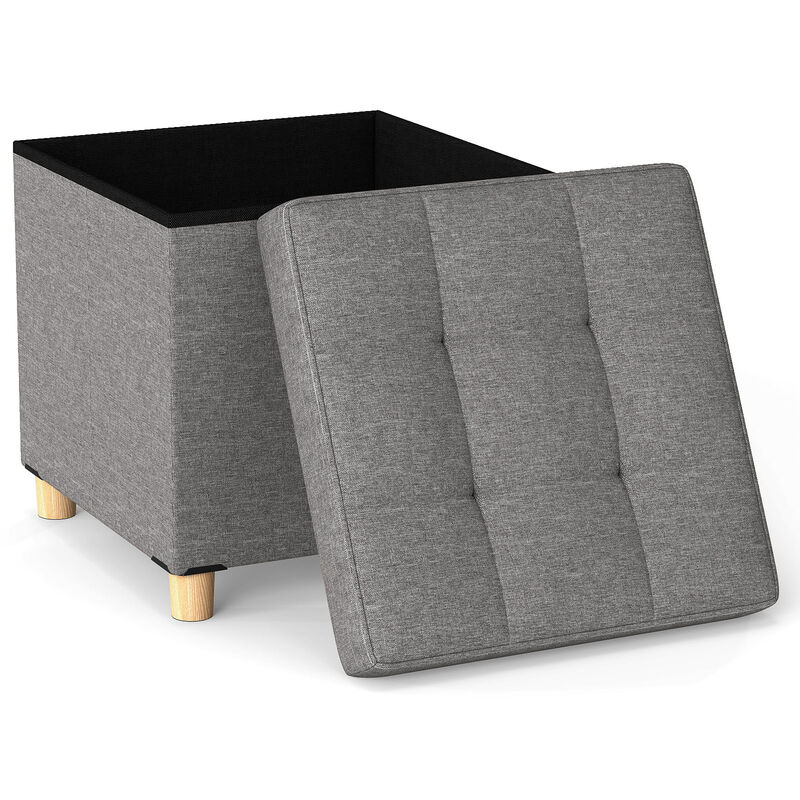 Multi-Functional Storage Ottoman with Sturdy Rubber Wood Legs-Grey image number 4
