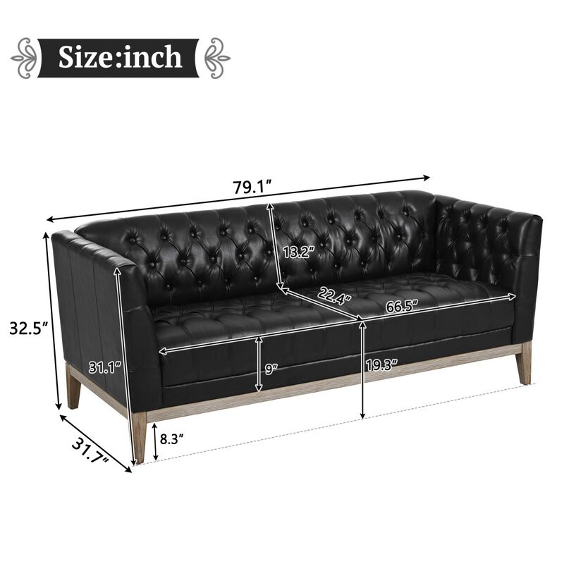 Jitrap Mid Century Modern Chesterfield Sofa image number 9