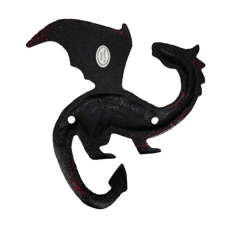 Set Of 3 Dragon Wall Hooks Red Rust Cast Iron Gothic 525 In Decorative image number 4