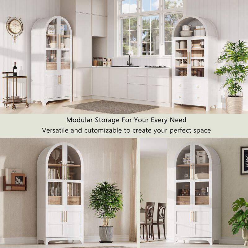 Merax Arched Kitchen Pantry Cabinet with Door Shelves