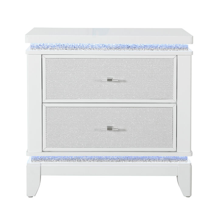 ALINA WHITE NIGHTSTAND WITH LED AND USB