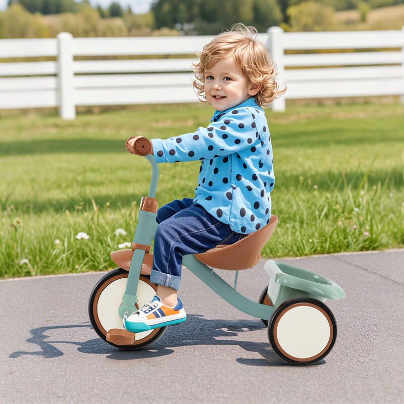 Toddler 3-Wheel Tricycle with Adjustable Seat and Storage Basket for Kids image number 1
