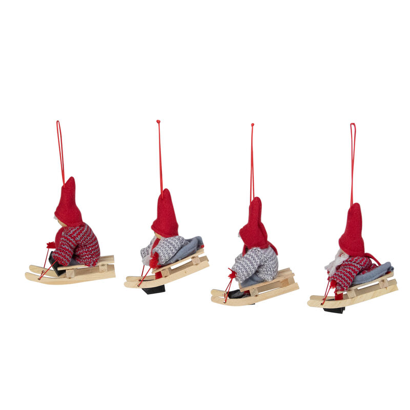 Set of 4 Holiday Kids on Sleds Christmas Ornaments 4" image number 1