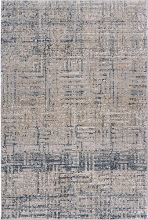 HomeRoots Geometric Distressed Stain Resistant Area Rug
