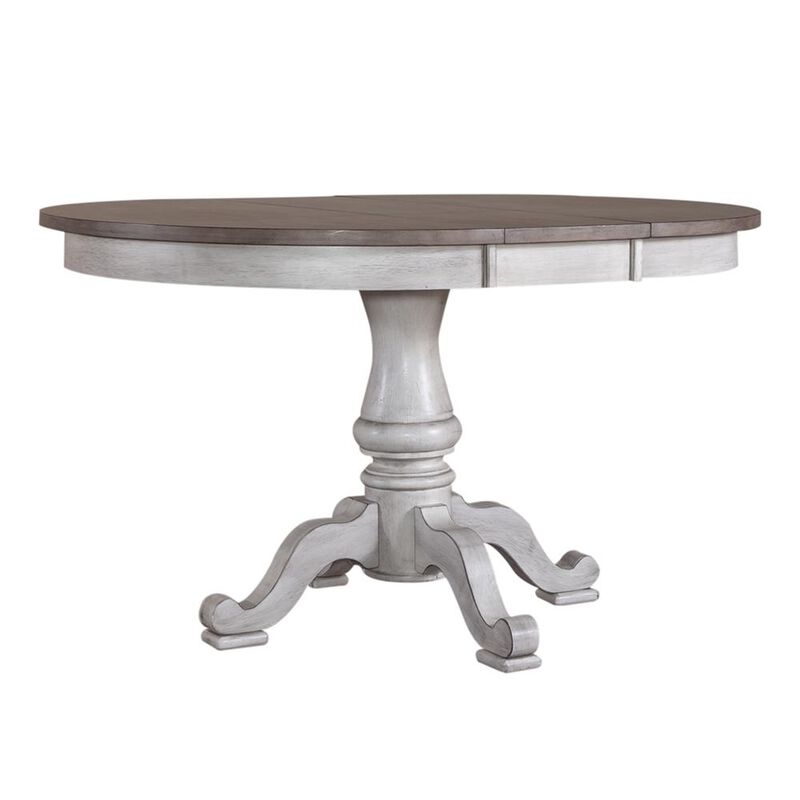 Liberty Furniture Ocean Isle Pedestal Table Set in Antique White w/ Weathered Pine image number 0