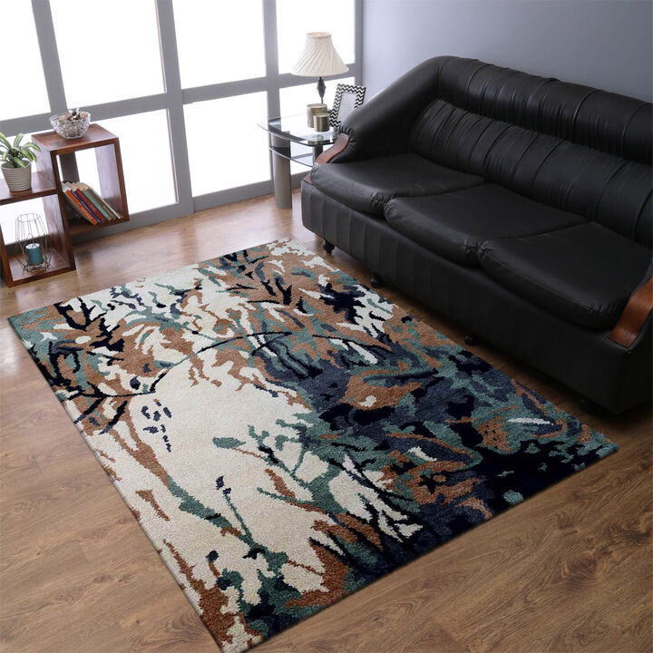 Rugsotic Carpets Hand Knotted Silk Size Area Rug Abstract Size NS0817