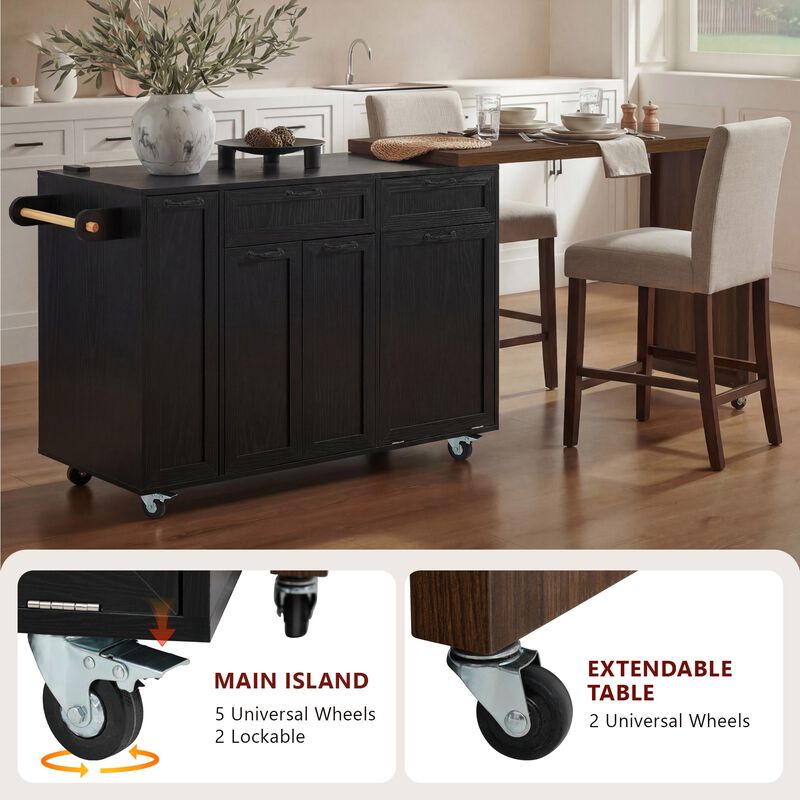 Zersi with Extendable Dining Table Kitchen Island image number 8