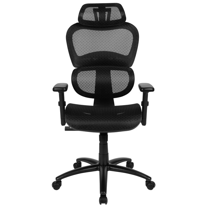 LO Ergonomic Mesh Office Chair with 2-to-1 Synchro-Tilt, Adjustable Headrest, Lumbar Support, and Adjustable Pivot Arms in Black image number 7