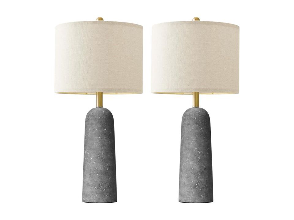 27 Inch Modern Gray Resin Table Lamps Set of 2 with Linen Shade