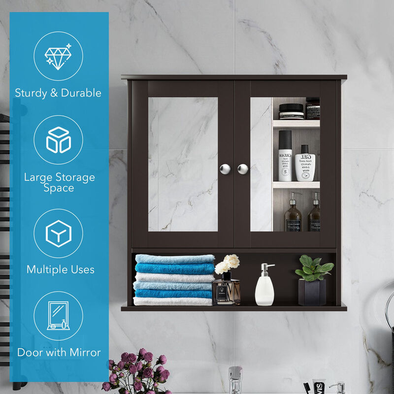 Bathroom Wall Mount Mirror Cabinet Organizer For Bathroom