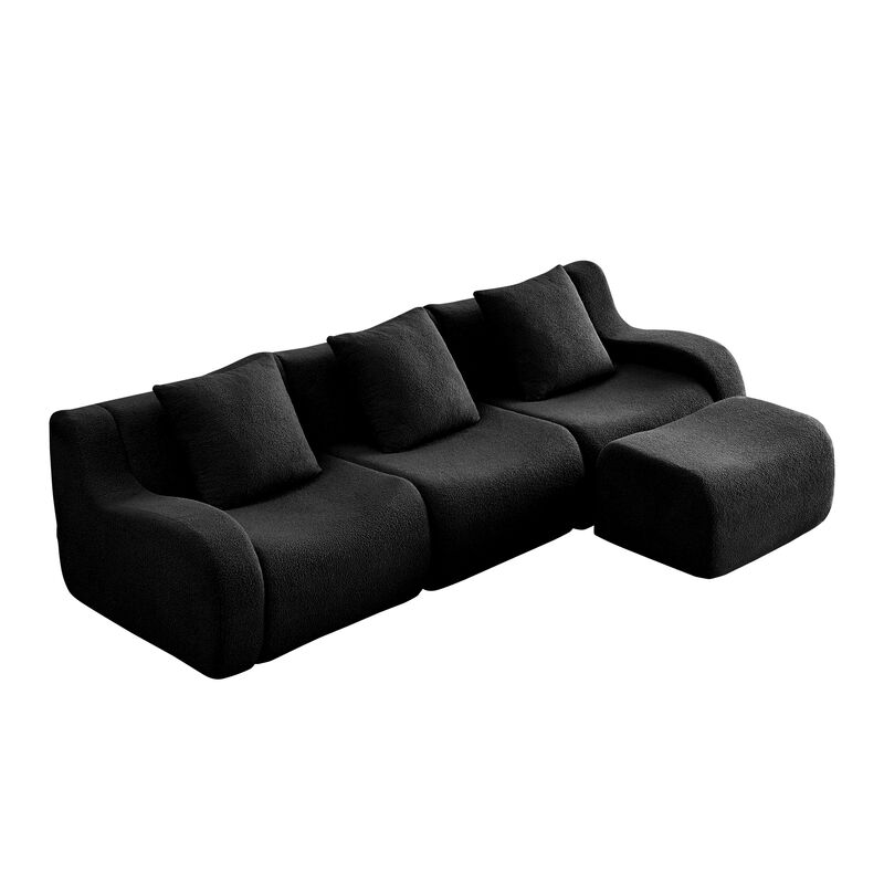 Merax Simplified Modular Sectional Sofa Premium Skin-Friendly Teddy Fabric 32D High Density Sponge image number 0