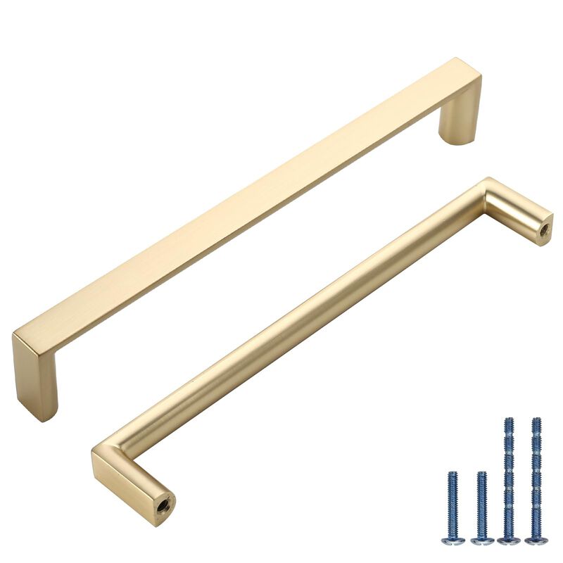 KNOKLOCK 10 Pack 7.5 Inch(192mm) Kitchen Cabinet Handles Brushed Gold Cabinet Pulls Kitchen Cabinet Hardware Drawer Pulls for Cu