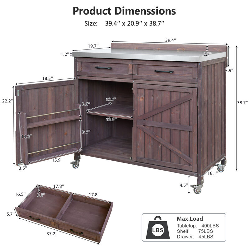 TATEUS Outdoor Bar Cart image number 7