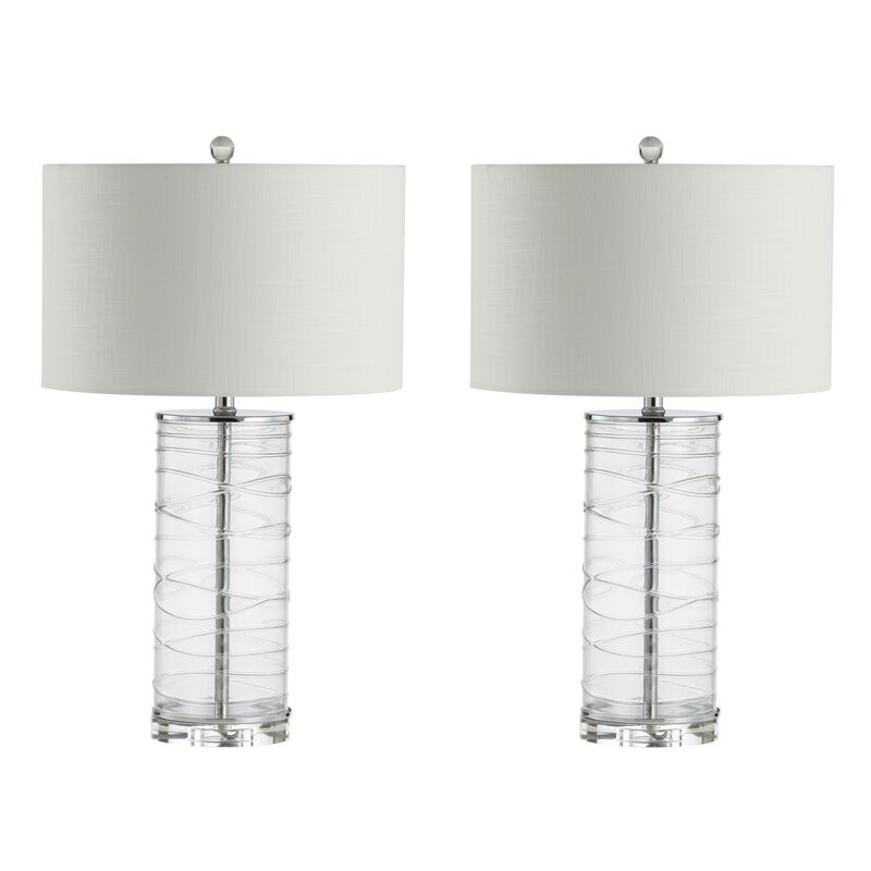 Cole Modern Fused Glass Cylinder LED Table Lamp (Set of 2)
