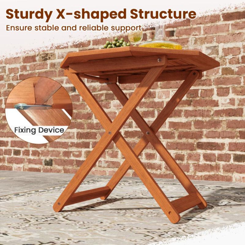 Hivvago Octagon Folding Patio Table with 2 Inches Umbrella Hole
