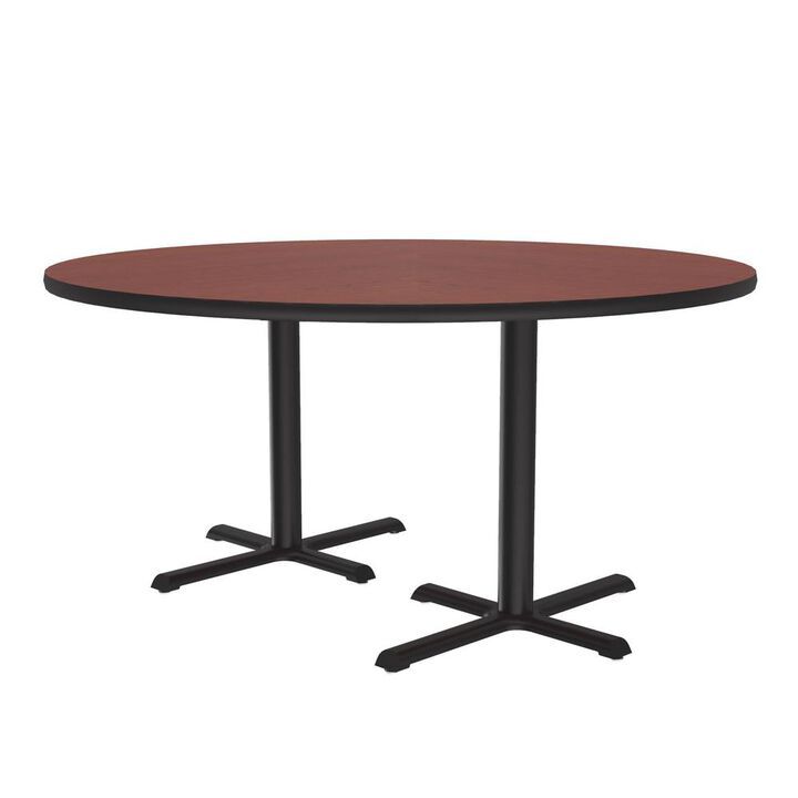 Correll Table Height Deluxe High-Pressure Caf&eacute; and Breakroom Table 60x60, ROUND, CHERRY, BLACK