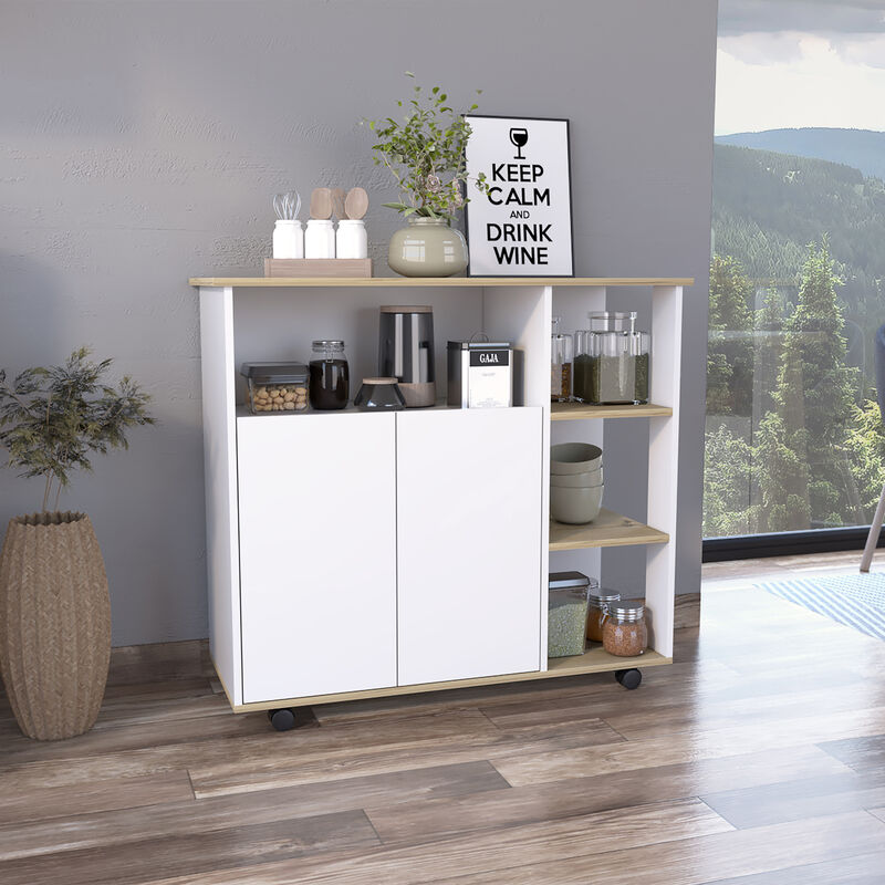 Streamdale Paprika Kitchen Cart with Shelves and Cabinet image number 1