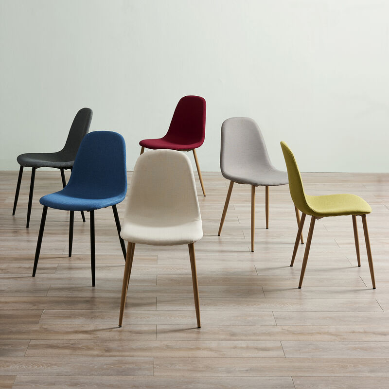 Teamson Home Minimalista Dining Chair with Wood Grain Metal Legs (Set of 2)