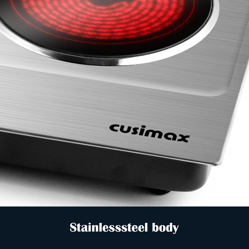 Cusimax 1800W Infrared Ceramic Electric Hot Plate for Cooking, Portable Countertop Burner Glass Heating Plate with 2 Knob Control image number 7