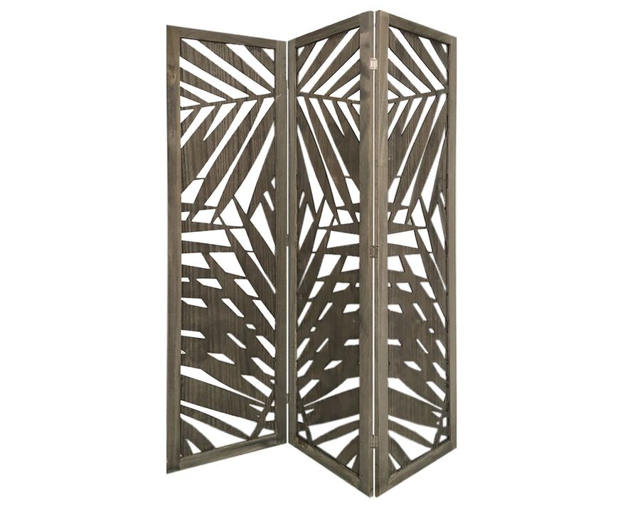 Screen Gems Home Decorative 3 Panel Papete Screen Wooden Room Divider - GREY