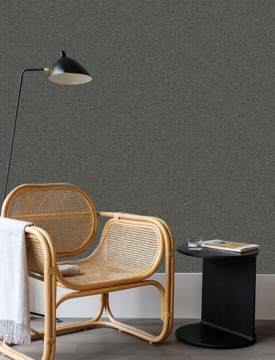 Larimore Charcoal Faux Fabric Wallpaper