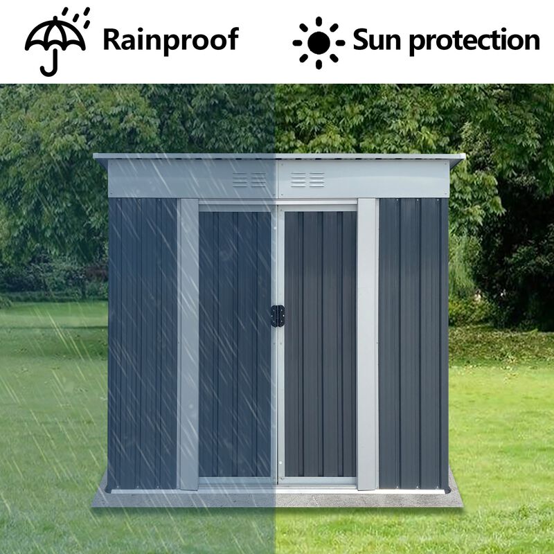 MONDAWE Outdoor Storage Sheds 6FTx4FT Pent Roof with Aluminum Alloy Frame