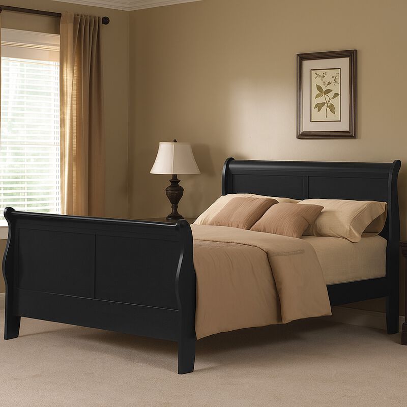 Louis Philippe III Queen Bed, Black