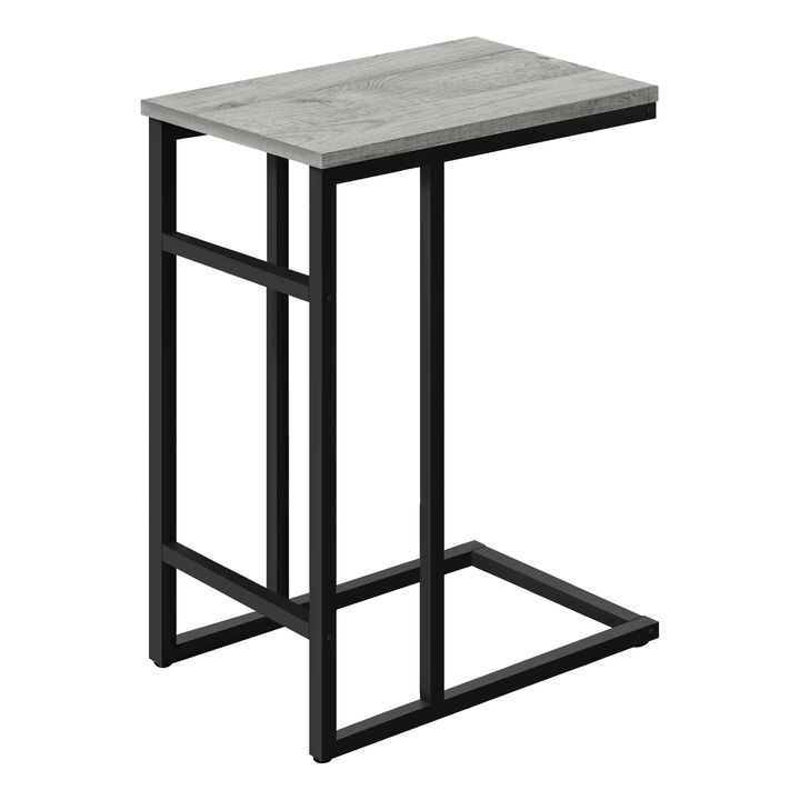 Monarch Specialties I 2171 Accent Table, C-shaped, End, Side, Snack, Living Room, Bedroom, Metal, Laminate, Grey, Black, Contemporary, Modern