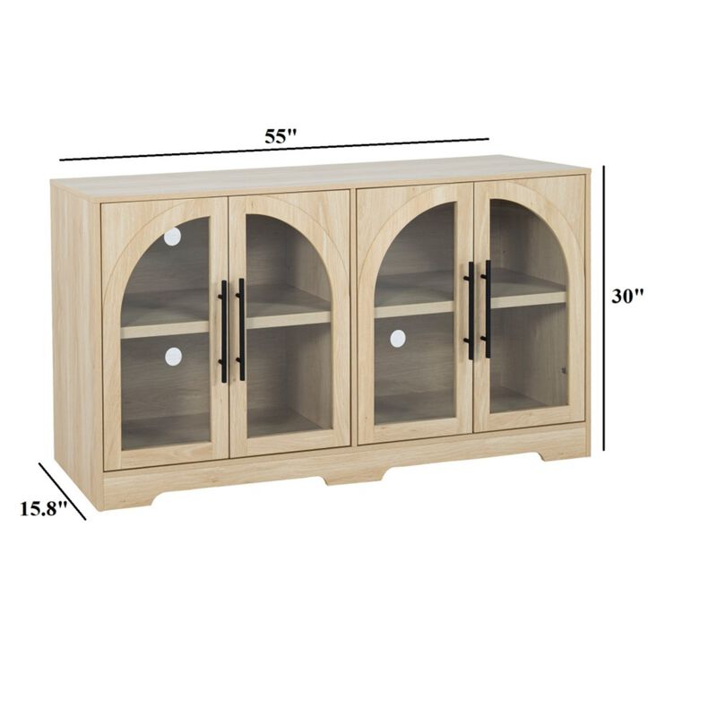 Zekwis Farmhouse Wood TV Stand Media Console image number 6
