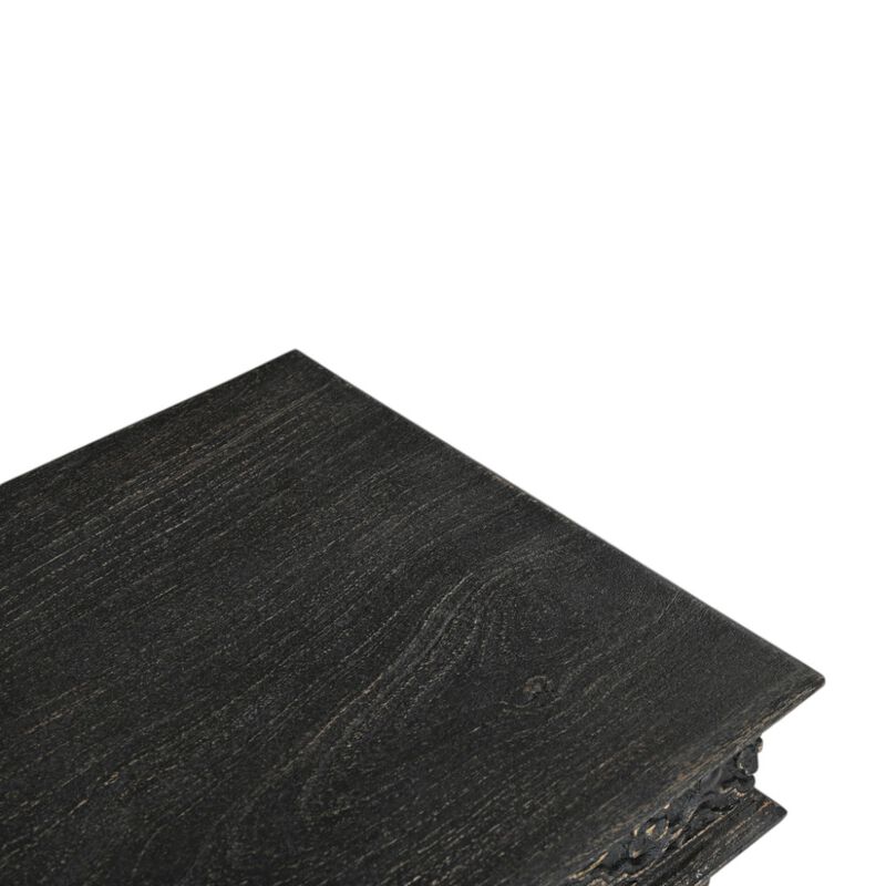 HomeRoots 24" Black Distressed Solid Wood Square End Table image number 3