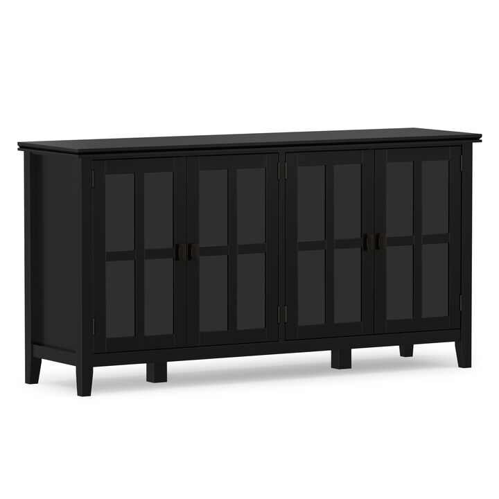 Artisan SOLID WOOD 66 inch Wide Contemporary Wide 4 Door Storage Cabinet in Black