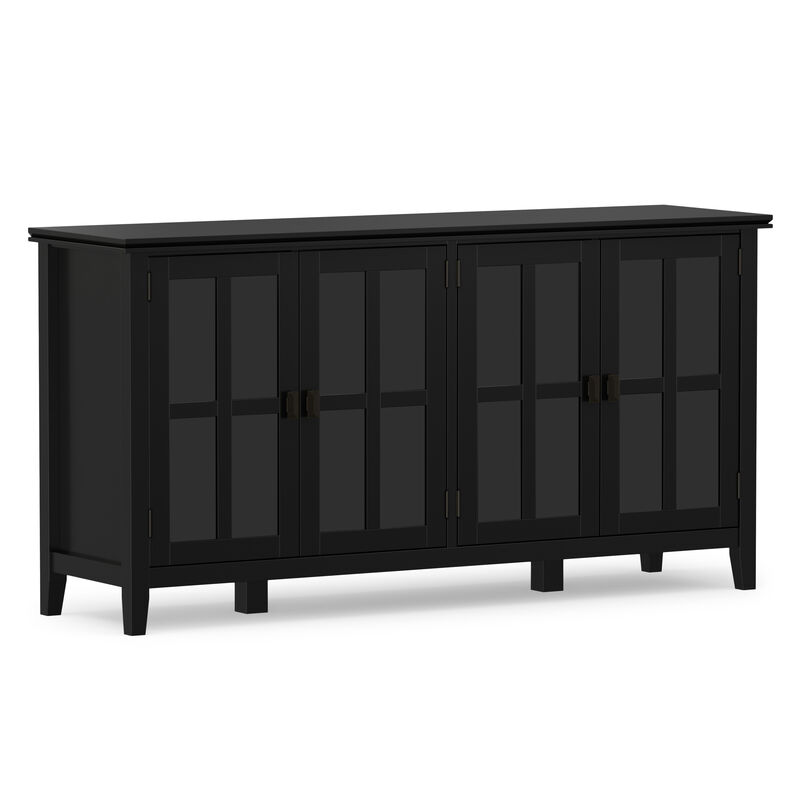 Artisan SOLID WOOD 66 inch Wide Contemporary Wide 4 Door Storage Cabinet in Black image number 0