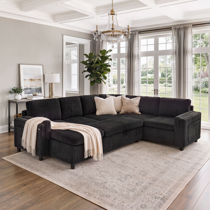 111" U-Shaped Convertible Sectional Sofa Bed image number 3