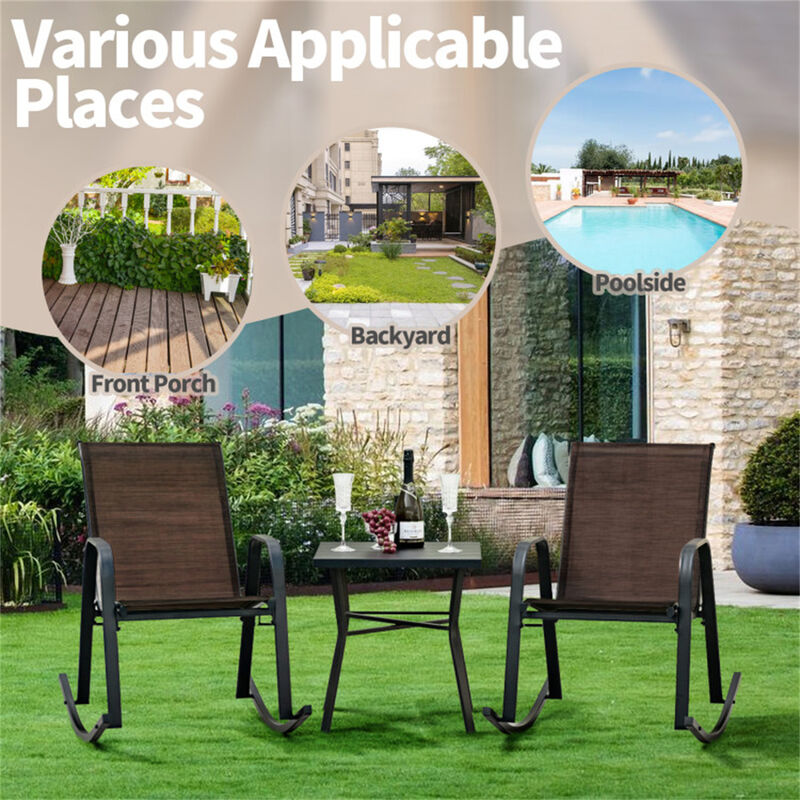 2-Piece Outdoor Rocking Chair Set Weather-Resistant Patio Seating for Porch, Garden, or Deck