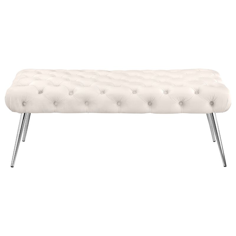 Lila Bench, Foam Seat, Button Tufted, Chrome Legs image number 0