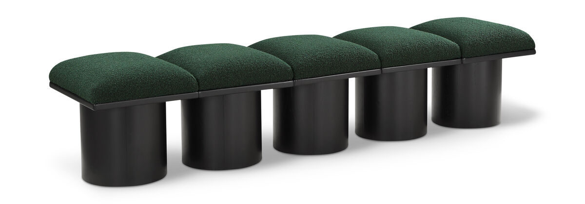 Meridian Furniture Pavilion Green Boucle Fabric Bench