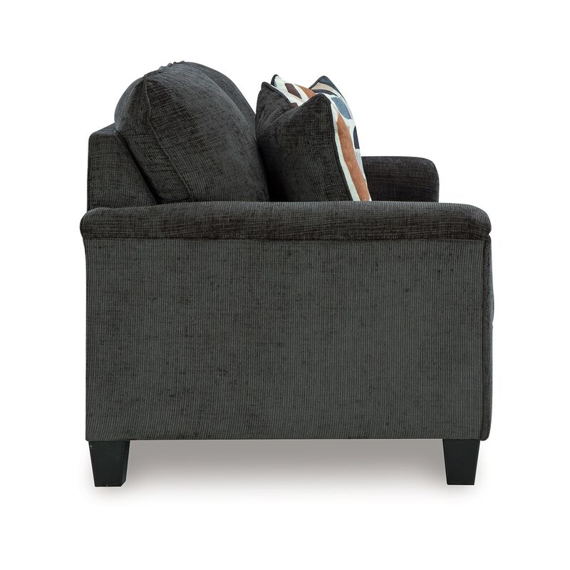 Erin Sofa, 2 Accent Throw Pillows, 89 Inch Plush Dark Gray Polyester